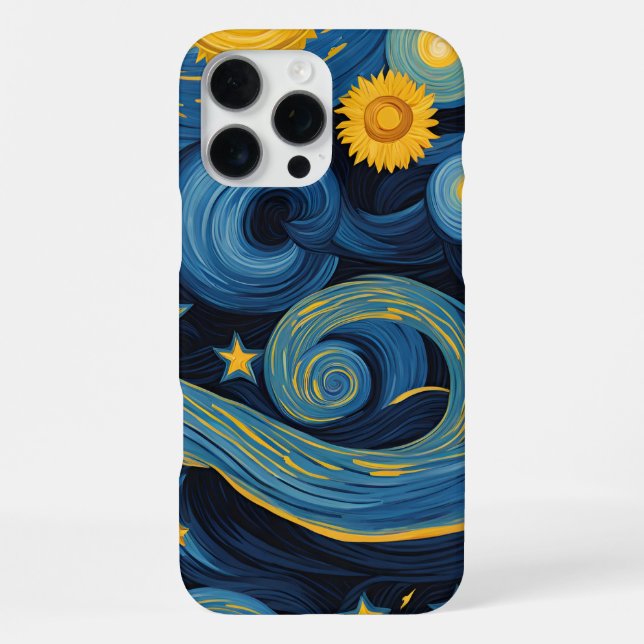 Starry Night Meets Sunflowers Pattern iPhone Case (Back)
