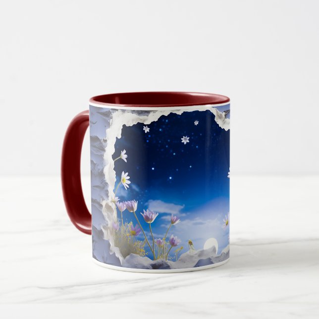 Starry Night & Moon Ceramic Coffee Mug ☕ (Front Left)