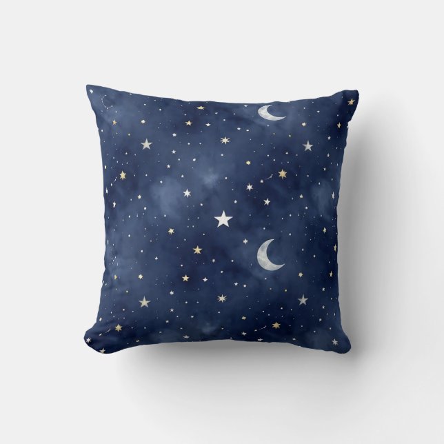 Starry Night Moon Constellations Pattern Cushion (Front)
