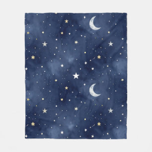 Starry Night Moon Constellations Pattern Fleece Blanket