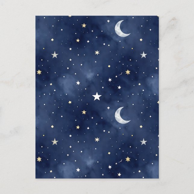 Starry Night Moon Constellations Pattern Postcard (Front)