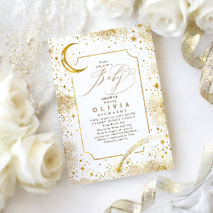 Starry Night Moon Mystical Celestial Baby Shower Invitation