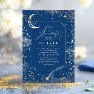 Starry Night Moon Mystical Celestial Bridal Shower Invitation