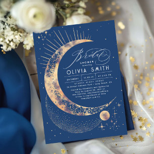 Starry Night Moon Mystical Celestial Bridal Shower Invitation