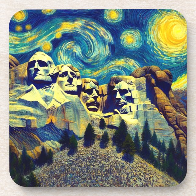 Starry Night Mt. Rushmore South Dakota Coaster (Front)