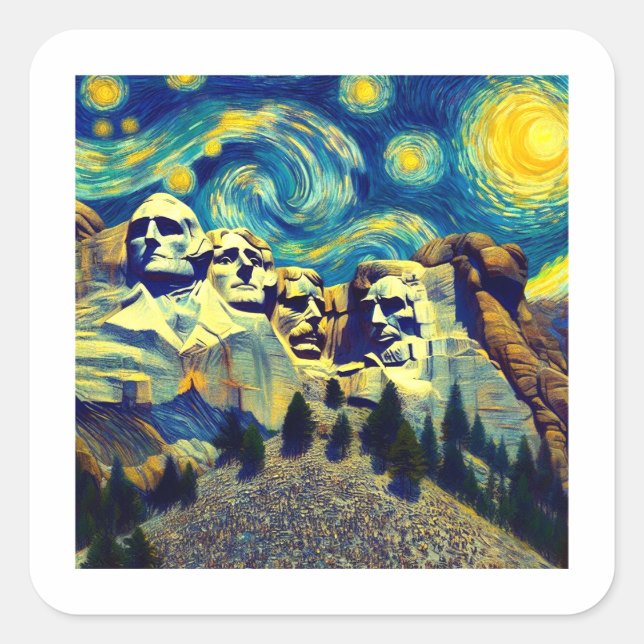 Starry Night Mt. Rushmore South Dakota Square Sticker (Front)