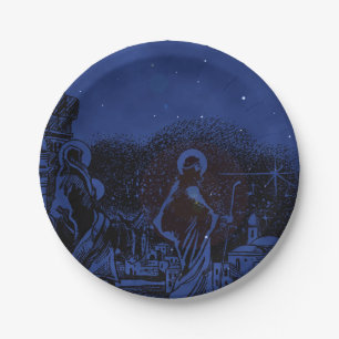 Starry Night Nativity Paper Plate