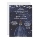 Starry Night Navy Blue Dress Silver Quinceañera