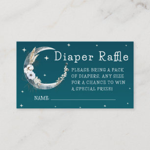 Starry Night Navy Boho Pampas Grass Diaper Raffle  Enclosure Card