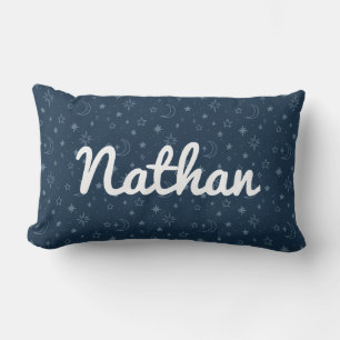 Starry Night, Navy Moon and Stars Lumbar Cushion