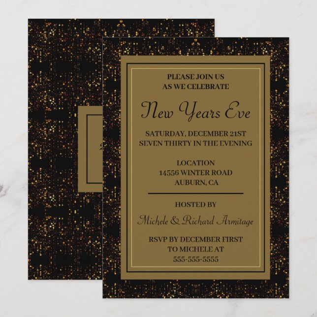 Starry Night New Years Invitation (Front/Back)