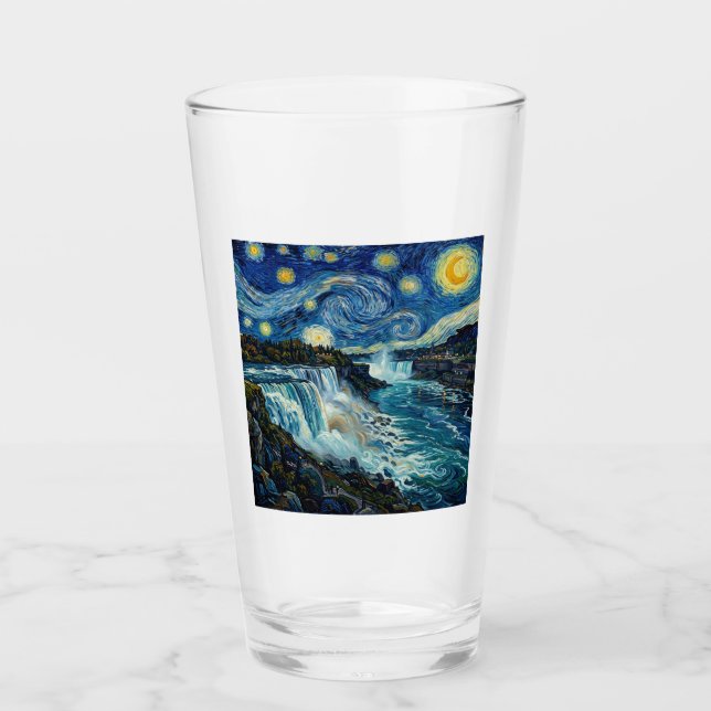 Starry Night Niagara Falls Glass (Front)