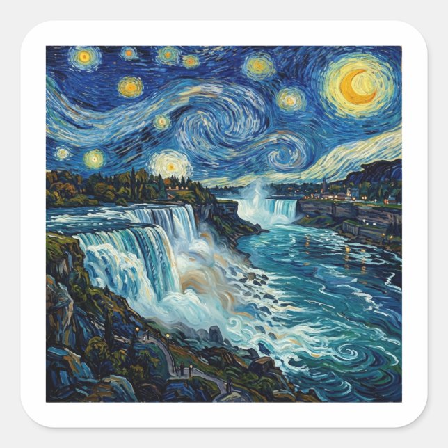 Starry Night Niagara Falls Square Sticker (Front)
