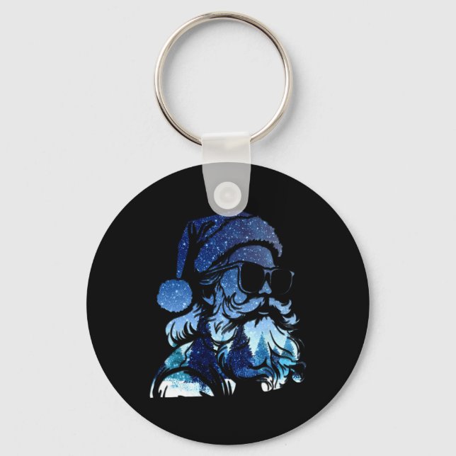 Starry Night North Pole Scenery Merry Christmas Sa Key Ring (Front)
