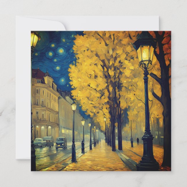 Starry Night on Andrássy Avenue, Budapest Invitation (Front)
