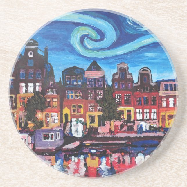 Starry Night over Amsterdam Canal Coaster (Front)