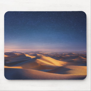 Starry Night Over Golden Desert Dunes Landscape Mouse Pad