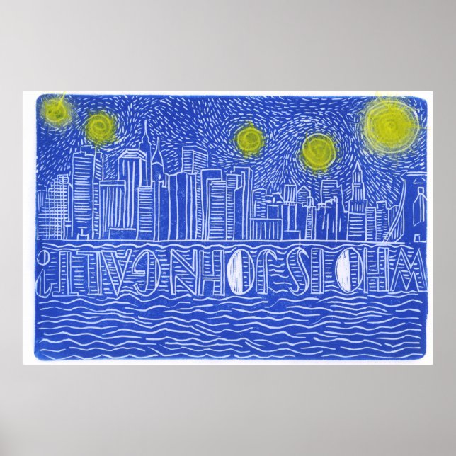 Starry Night Over New York...Who Is John Galt Poster (Front)