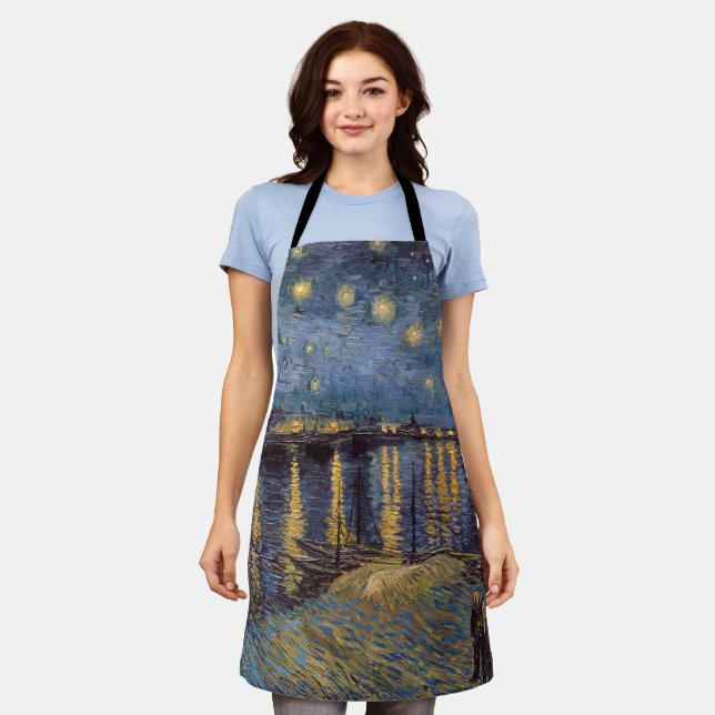 Starry Night Over Rhone River by Vincent Van Gogh Apron (Worn)