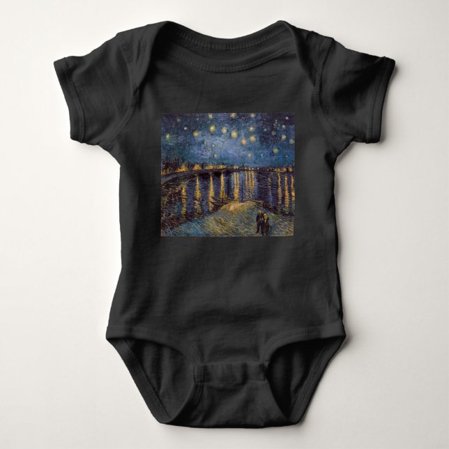 Starry Night Over Rhone River by Vincent Van Gogh Baby Bodysuit (Front)