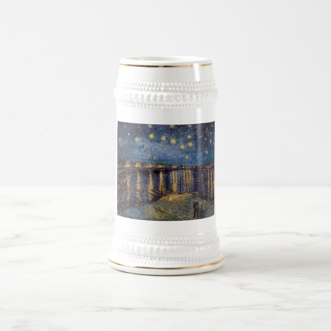 Starry Night Over Rhone River by Vincent Van Gogh Beer Stein (Center)