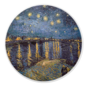 Starry Night Over Rhone River by Vincent Van Gogh Ceramic Knob