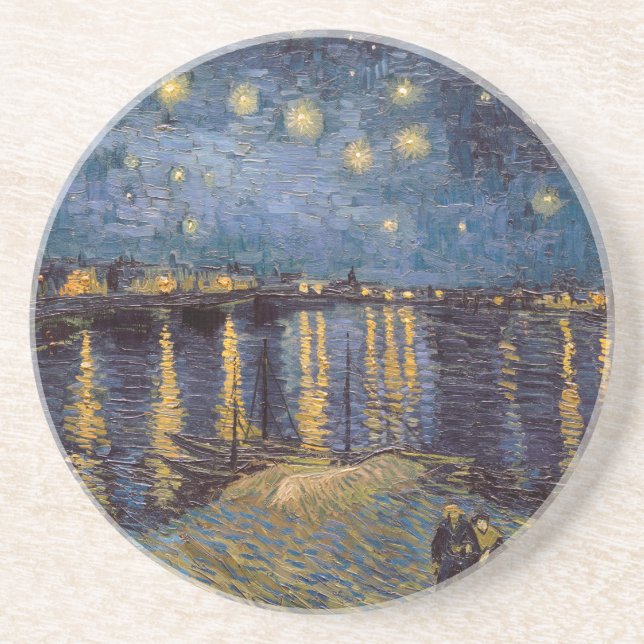 Starry Night Over Rhone River by Vincent Van Gogh Coaster (Front)