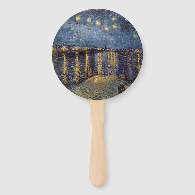 Starry Night Over Rhone River by Vincent Van Gogh Hand Fan (Front)
