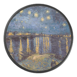 Starry Night Over Rhone River by Vincent Van Gogh Hockey Puck