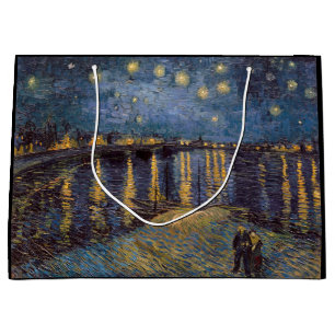 Starry Night Over Rhone River by Vincent Van Gogh Large Gift Bag