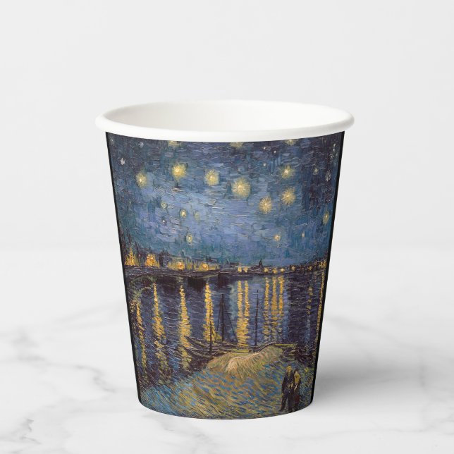 Starry Night Over Rhone River by Vincent Van Gogh Paper Cups (Front)