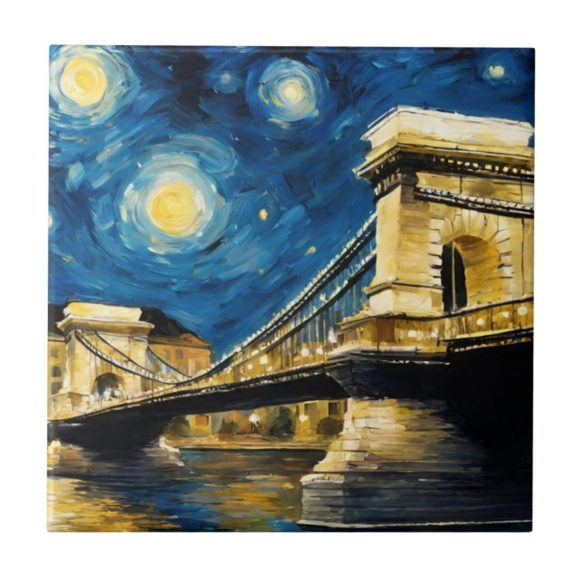 Starry Night Over the Danube Tile (Front)