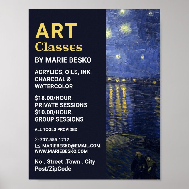 Starry Night Over The Rhone, Art Classes Poster (Front)