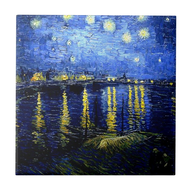 Starry Night over the Rhone by van Gogh Tile (Front)