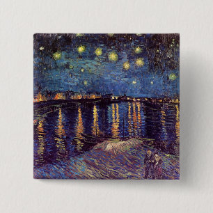 Starry Night Over the Rhone by Vincent van Gogh 15 Cm Square Badge