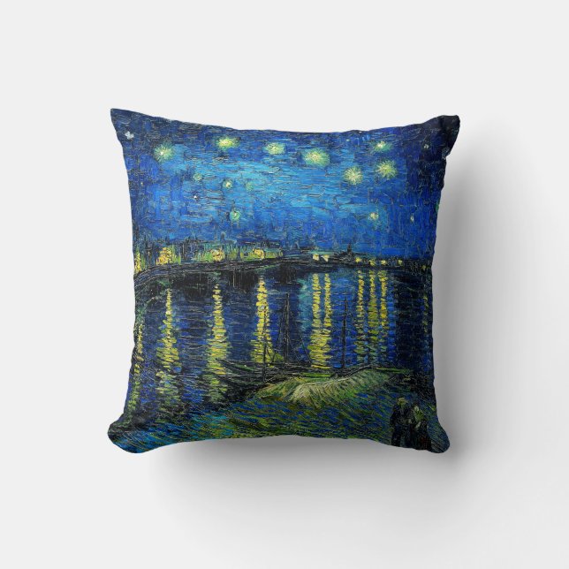 Starry Night Over the Rhone by Vincent Van Gogh Cushion (Front)