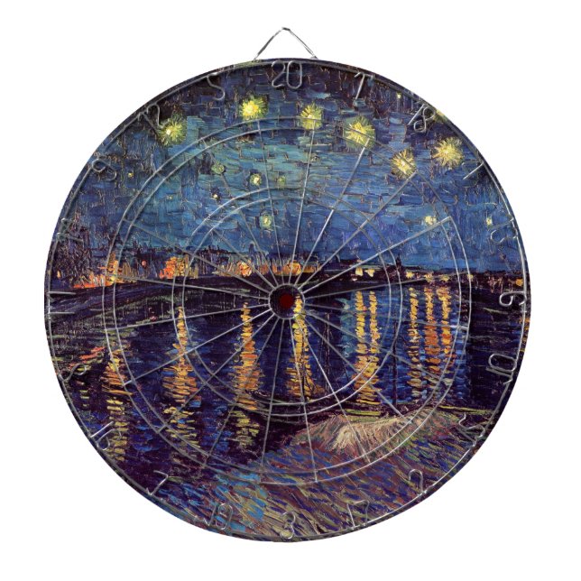 Starry Night Over the Rhone by Vincent van Gogh Dartboard (Front)