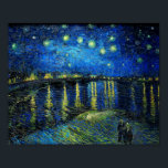 Starry Night Over the Rhone by Vincent Van Gogh Poster<br><div class="desc">Starry Night Over the Rhone by Vincent Van Gogh. This is an old masterpiece from the dutch master painter Vincent Van Gogh. This fine painting has beautiful,  vibrant,  saturated colour. Vincent Van Gogh was a dutch post impressionist painter. This painting was painted on the banks of Rhone in France.</div>