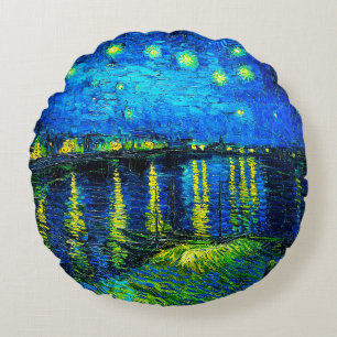 Starry Night Over the Rhone by Vincent Van Gogh Round Cushion