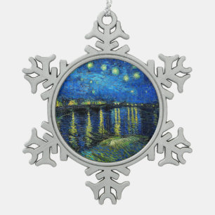 Starry Night Over the Rhone by Vincent Van Gogh Snowflake Pewter Christmas Ornament