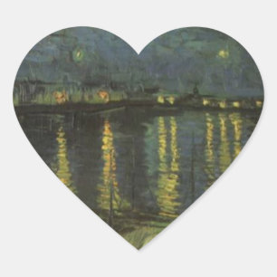 Starry Night Over the Rhone Heart Sticker