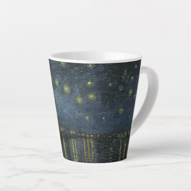 Starry Night Over the Rhône, oil painting Van Gogh Latte Mug (Right Angle)