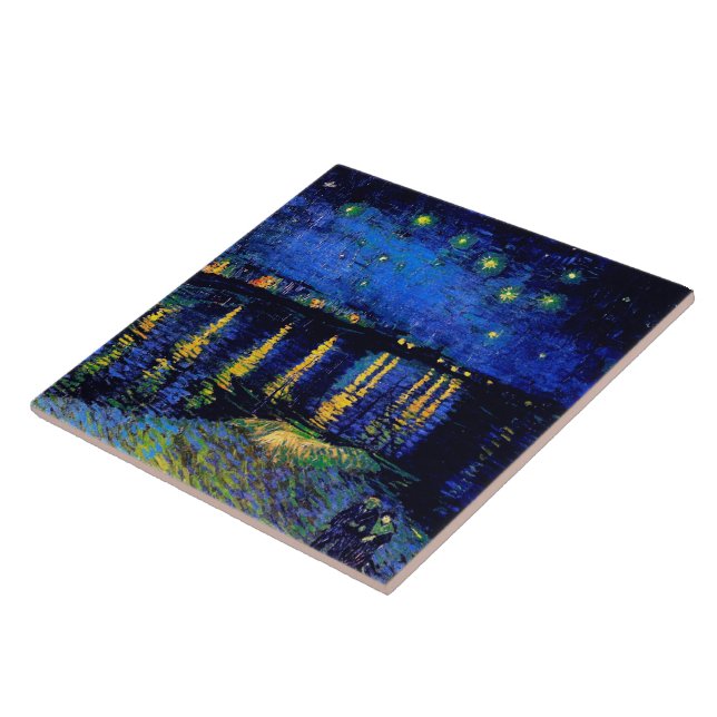 Starry Night Over the Rhone Van Gogh Fine Art Tile (Side)