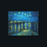 Starry Night Over the Rhône | Vincent van Gogh Canvas Print<br><div class="desc">Starry Night Over the Rhône (1888) by Vincent van Gogh is a mesmerising Post-Impressionist painting that captures a serene nighttime view of the Rhône River in Arles, France. The artwork features a deep blue sky adorned with shimmering golden stars and their reflections on the water. In the foreground, two figures...</div>