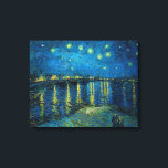 Starry Night Over the Rhône | Vincent van Gogh Canvas Print<br><div class="desc">Starry Night Over the Rhône (1888) by Vincent van Gogh is a mesmerising Post-Impressionist painting that captures a serene nighttime view of the Rhône River in Arles, France. The artwork features a deep blue sky adorned with shimmering golden stars and their reflections on the water. In the foreground, two figures...</div>