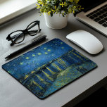 Starry Night Over the Rhône | Vincent Van Gogh Mouse Pad<br><div class="desc">Starry Night Over the Rhône (1888) by Dutch artist Vincent Van Gogh. Original artwork is an oil on canvas depicting an energetic post-impressionist night sky in moody shades of blue and yellow. 

Use the design tools to add custom text or personalise the image.</div>