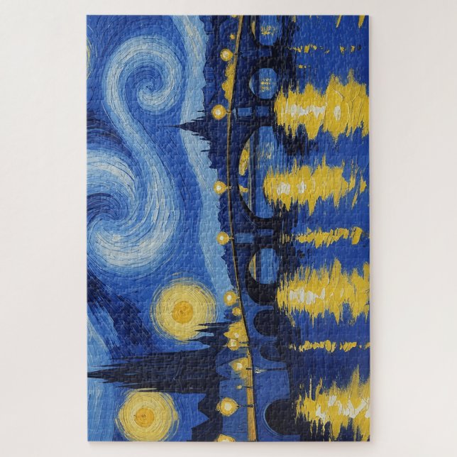 Starry night over the river jigsaw puzzle (Vertical)
