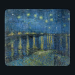 Starry Night Over the River Rhone (by van Gogh) Cutting Board<br><div class="desc">This design features a painting by the Dutch Post-Impressionist artist Vincent van Gogh (1853–1890), who is widely recognised as one of the most influential figures in the history of Western art. It is a landscape painting, showing the French city of Arles at night from the bank of the River Rhône....</div>