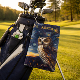 Starry Night Owl Golf Towel