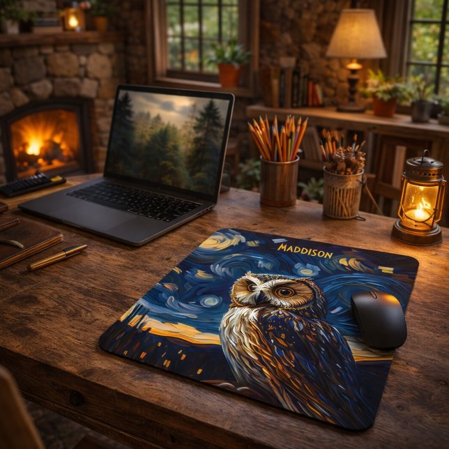 Starry Night Owl Mouse Pad (Creator Uploaded)